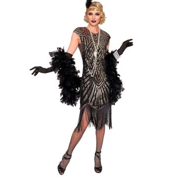 Flapper Gatsby-kjole til damer, guld