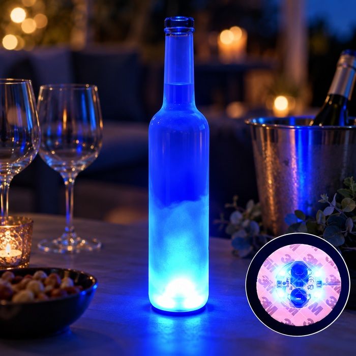 LED flaske lys blå skum coaster 50x - med selvklæbende tape