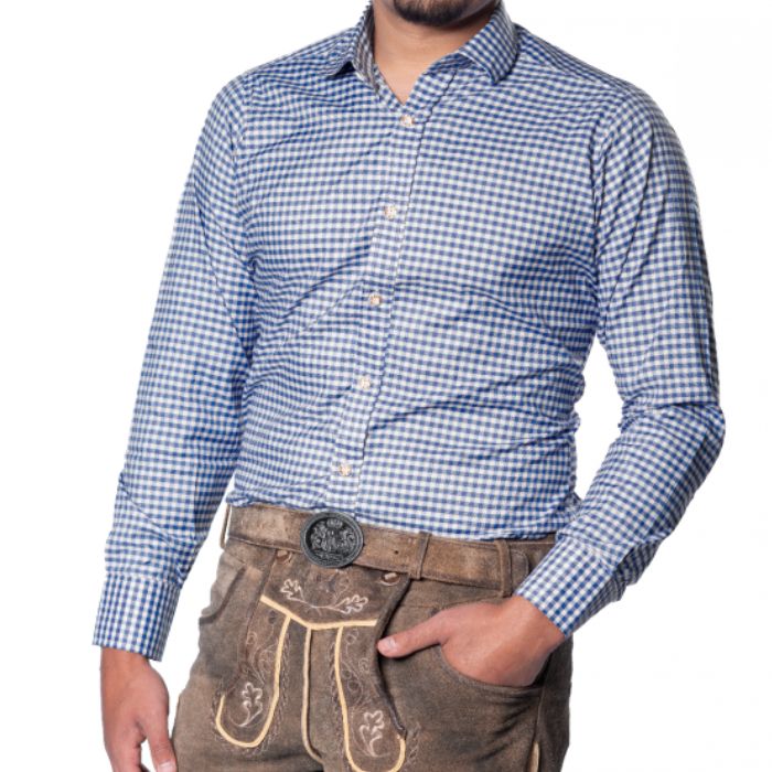 Oktoberfest tyroler skjorte blå Leopold Deluxe