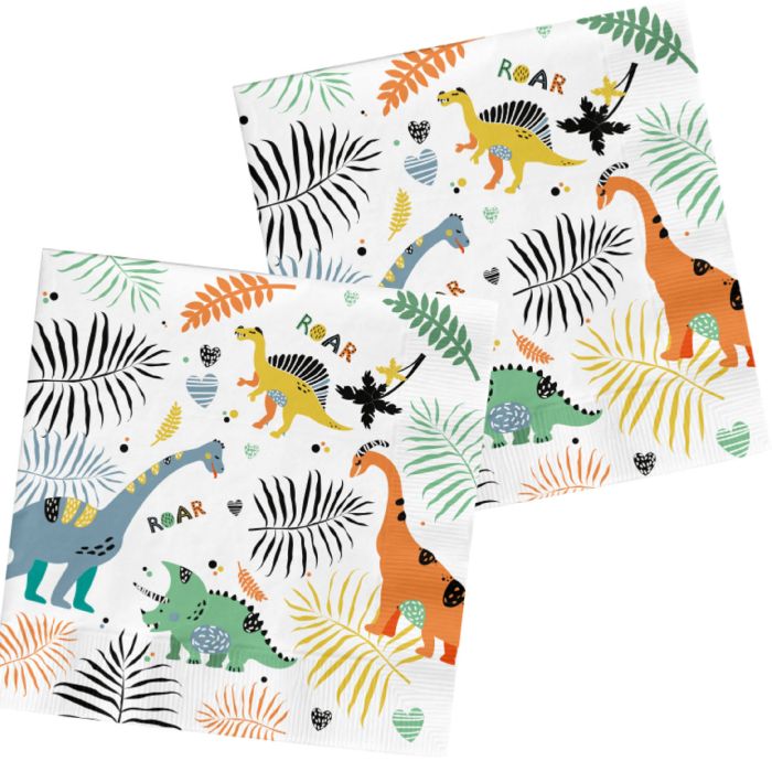 Servietter med dinosaur motiver 20x - 33x33 cm