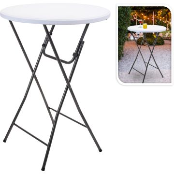 Rundt ståbord i hvid Ø 80 cm med sort metalstel