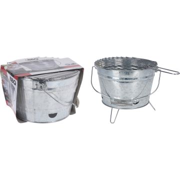 Grillspand med zinkfinish og rist, 22 cm høj