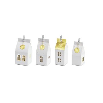 Julekalender papirhuse hvid med guld 6x13,5x6 