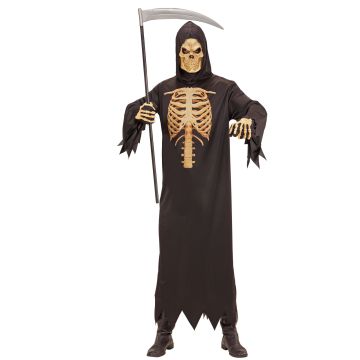 Grim Reaper kostume med ribbenmotiv til herrer