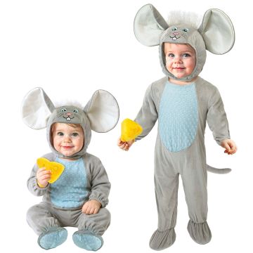 Musekostume til baby i grå