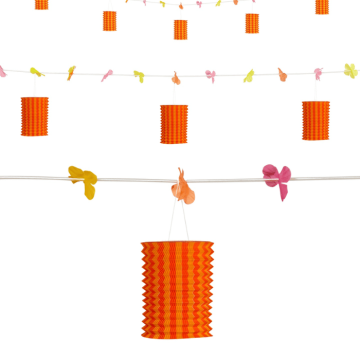 Orange/gul lanterne blomster guirlande - 3 meter