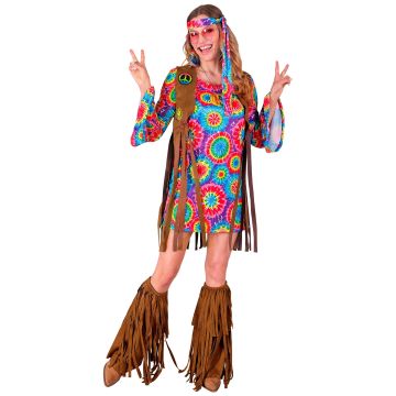 Hippie kostume til damer - 4 dele