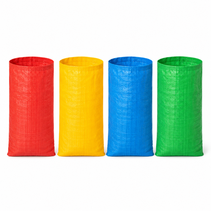 Sækkevæddeløbs poser 4x i assorterede farver - 60x104 cm