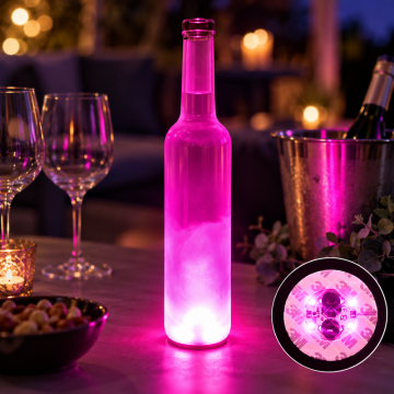 LED flaske lys pink skum coaster 50x - med selvklæbende tape