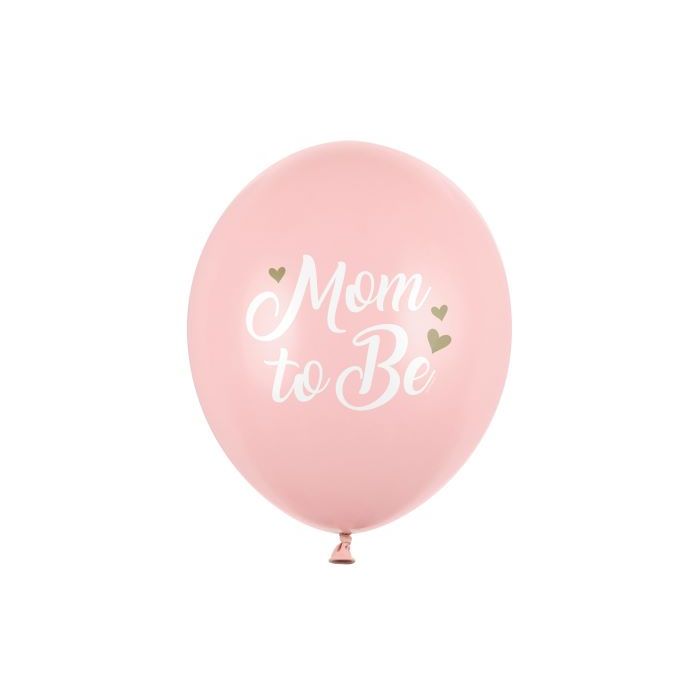 Lyserøde babyshower balloner med hvid skrift 6x - Ø 30 cm