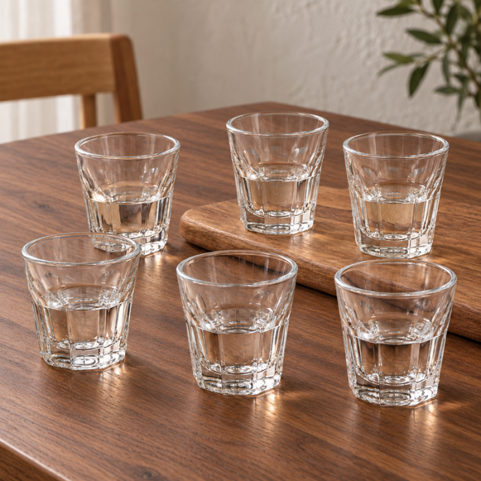 Shotglas i klart glas, sæt af 6 – stemningsbillede