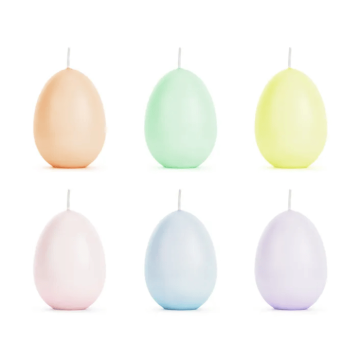 Pastel påskeæg stearinlys 6x - 7 cm