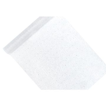 Organza Bordløber Hvid Perle Mønster - 9 Meter