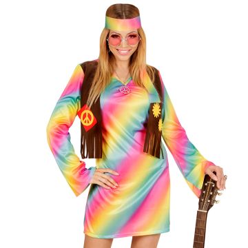 Hippiekjole med frynsevest og pandebånd