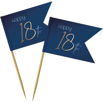 Happy 18th Træpinde Blå 36x