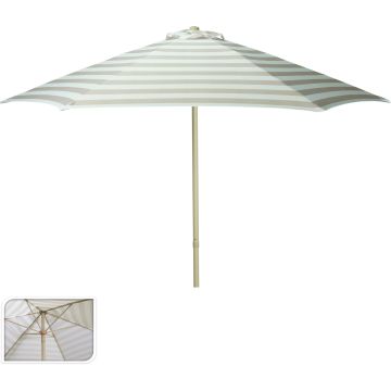 Stor parasol, beige og råhvid stribet, Ø 230 cm