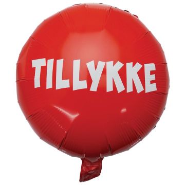 Tillykke Folieballon i Rød - 45 cm
