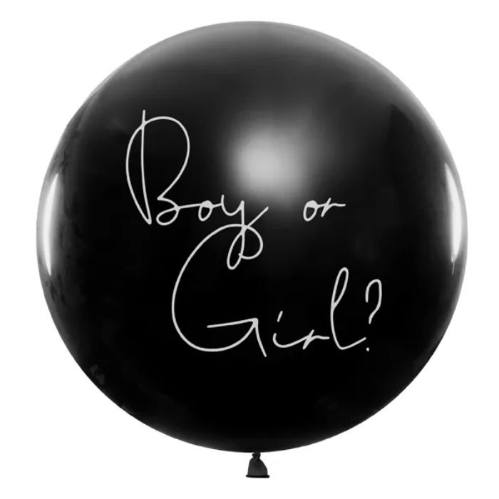 Gender reveal ballon sort dreng - Ø 1m