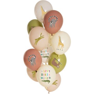 Happy birthday ZOO balloner 12x - 33 cm