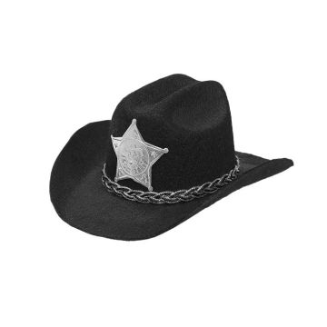 Sort mini sherif cowboy hat - onesize