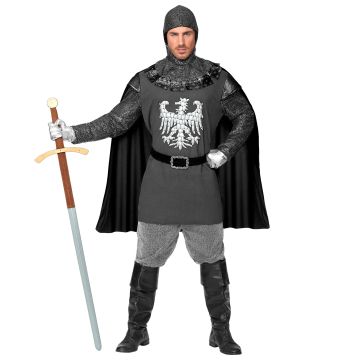 Ørneridder kostume i gråt med kappe
