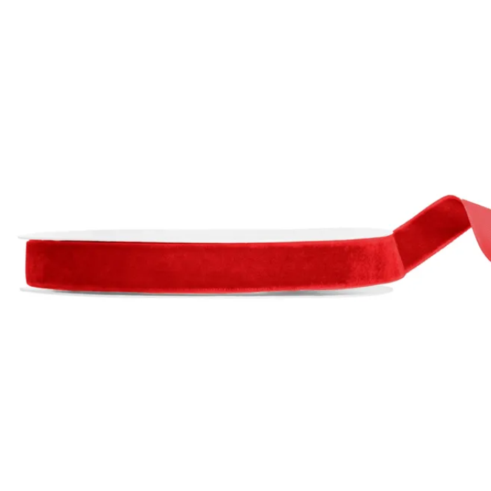 Rød velour bånd 15 mm / 10 m
