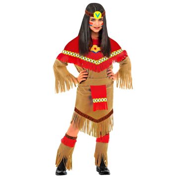 Indianerpige kostume til børn - 4 dele