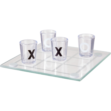 Kryds og bolle drikkespil i glas med 9 shotsglas