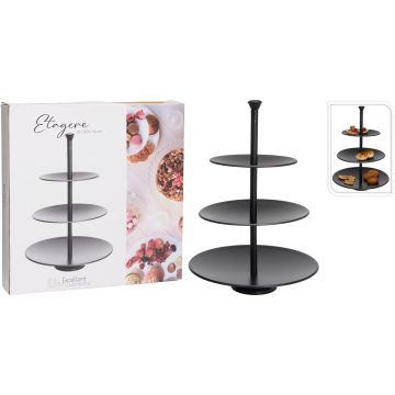 Etageopsats i mat sort rustfrit stål, 3 etager