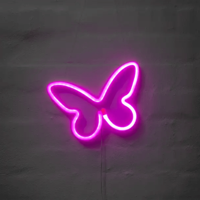 Sommerfugl neon LED skilt - 16x23 cm
