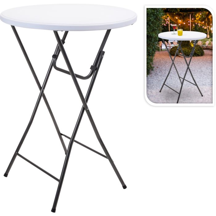 Rundt ståbord i hvid Ø 80 cm med sort metalstel