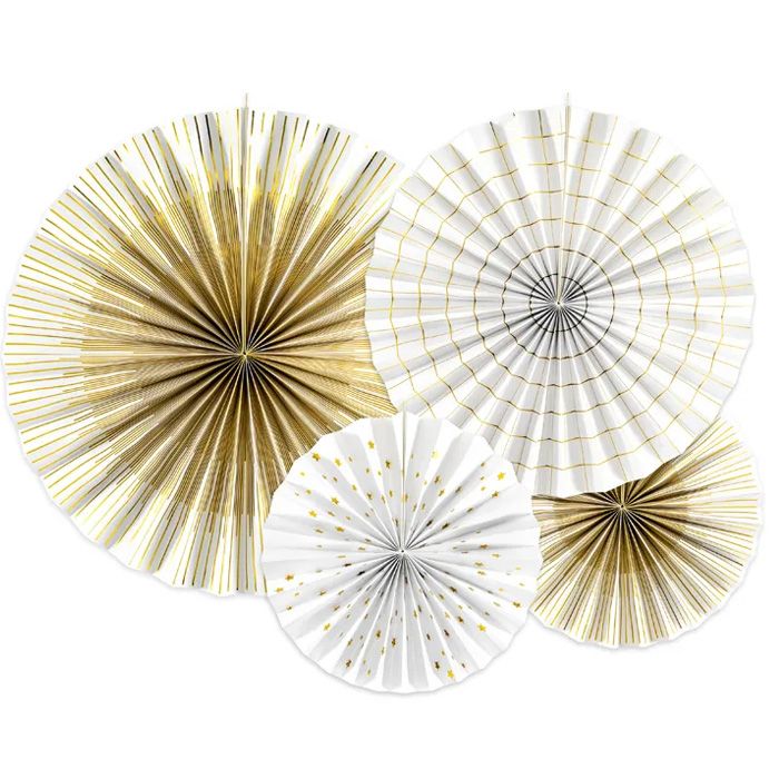 Store Hvid & Guld Rosetter 4x