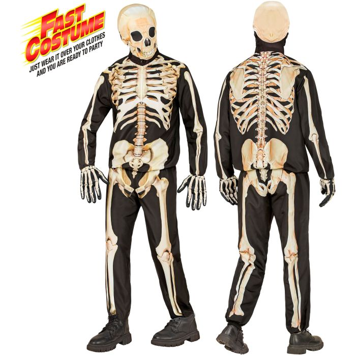 Skeletkostume til drenge i sort