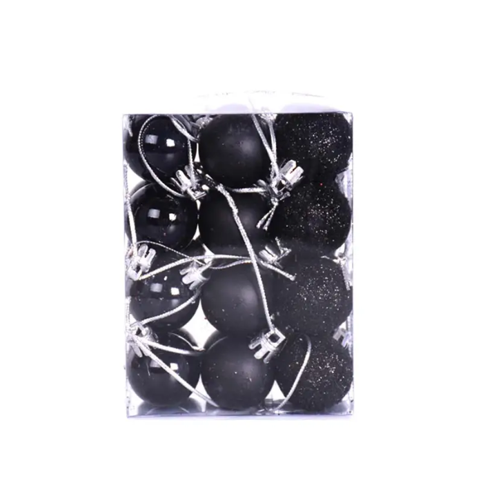 Sort julekugler 24x - 3 cm 