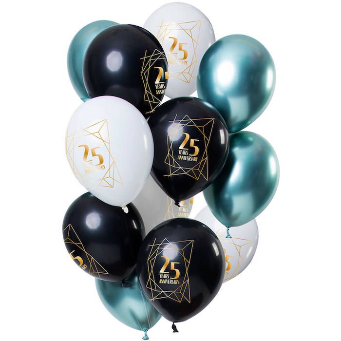 "25 Års" jubilæum balloner sæt 12x - 30 cm