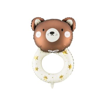 Bamse baby rangle folieballon med guld stjerne - 88x61 cm
