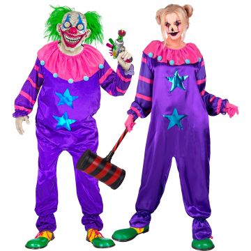 Uhyggeligt rumklovnekostume i lilla