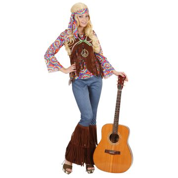 Psykedelisk hippie-kostume til dame