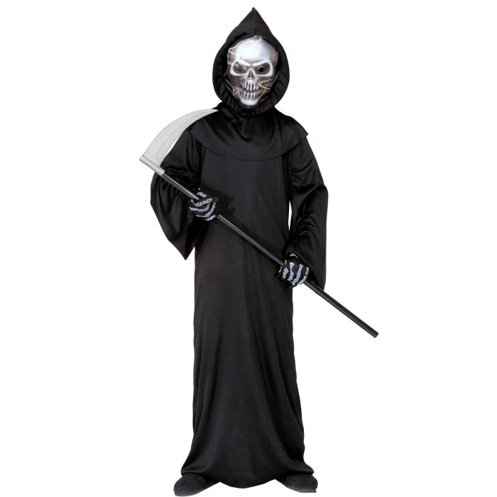 Grim Reaper kostume med sølvmaske til drenge