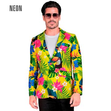 Gul junglejakke med tropisk print