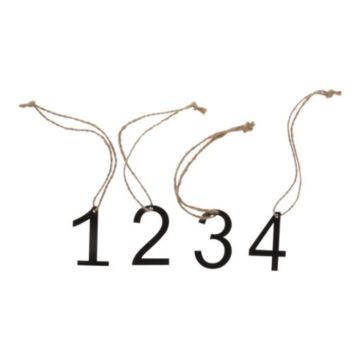 Adventstal til juledekoration i sort metal - 4x4 cm 