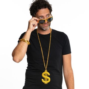 Gangster sæt i guld inkl. 3 dele