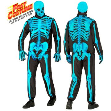 Neon skeletkostume til herrer i turkis