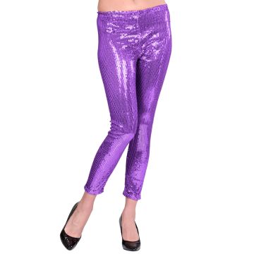 Lilla pailletleggings til disko og nytår