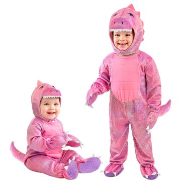 Pink dinosaurkostume til børn