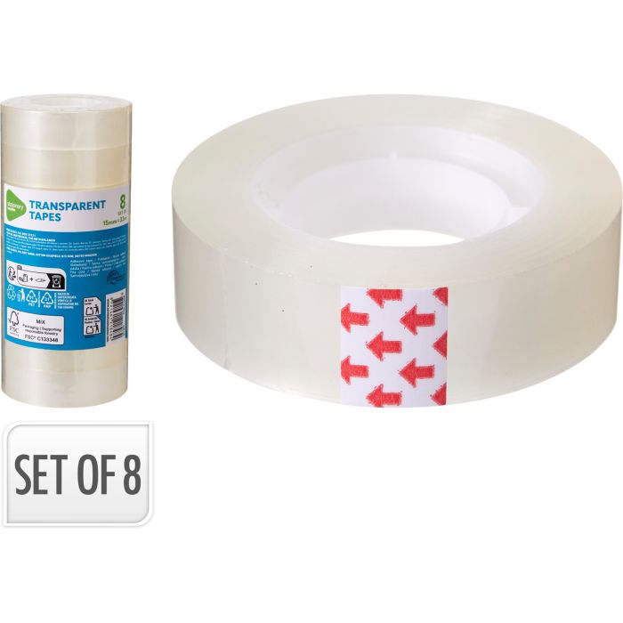 Gennemsigtig tape, 8 ruller