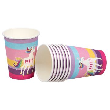 Enhjørning fest papkrus 8x - 250 ml 