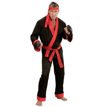 Kickboxer kostume i sort og rødt til herrer