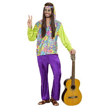 Hippiesæt til herrer i fløjl med pandebånd