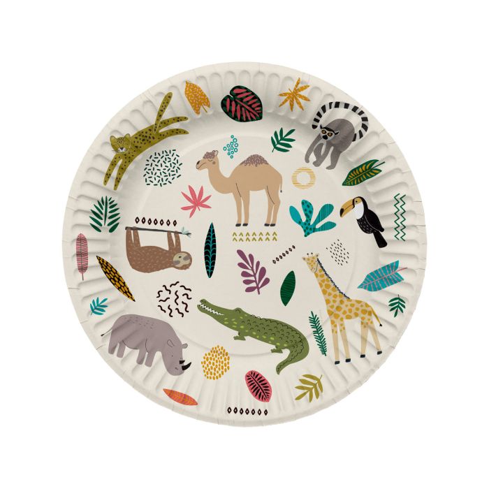 Paptallerkener med zoo motiver 8x - 23 cm